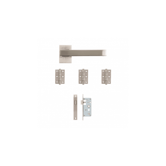 Deanta Argo Urban Satin Nickel Chrome Latch Kit | 76x50x2mm Hinges ARGULAK