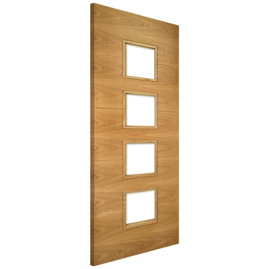 Deanta Augusta internal oak fire door with fire rated clear glass