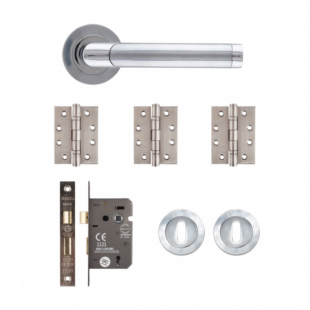 Deanta Augustus Mortice Kit Matt Polished Chrome Finish AUGMOK