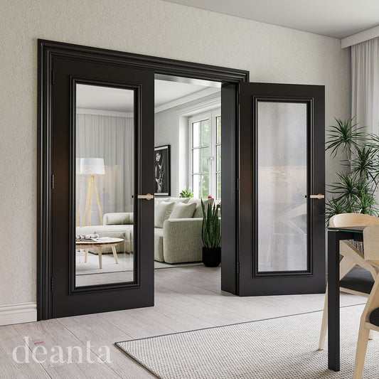 Deanta Blenheim Black Fully Finished Internal Door With Bevelled Glaze 35BLEGBLFSC