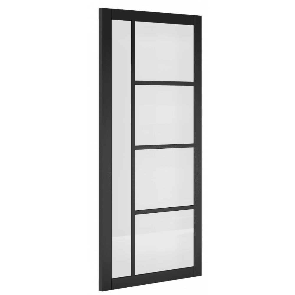 Deanta Brixton Fully Finished Internal Black Door with Clear Glass 35BRIGBLP