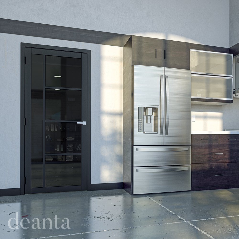 Deanta Brixton Fully Finished Internal Black Door with Tinted Glass 35BRITGBLP