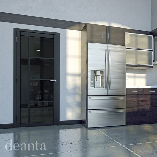 Deanta Brixton Fully Finished Internal Black Door with Tinted Glass 35BRITGBLP