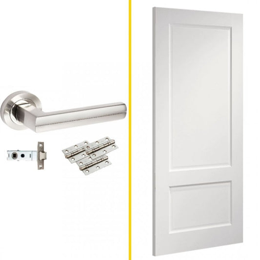 Deanta Bundle Deal Madison White Primed Internal Door 35NM3WHP + Aluminium Door Handles n rose handle d2810da