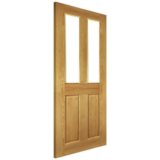 Deanta Bury Fully Finished Internal Oak Door with Clear Bevelled Glass 35NM4GBXFSC