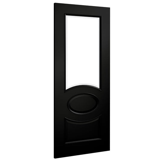 Deanta Clarendon Black Fully Finished Internal Door With Clear Bevelled Glass CLAGBL