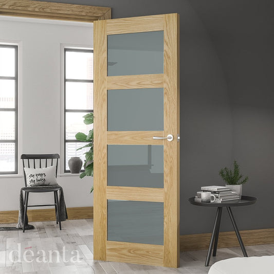 Deanta Coventry Fully Finished Internal Oak Door with Obscure Glass 35HP1GFXFSC