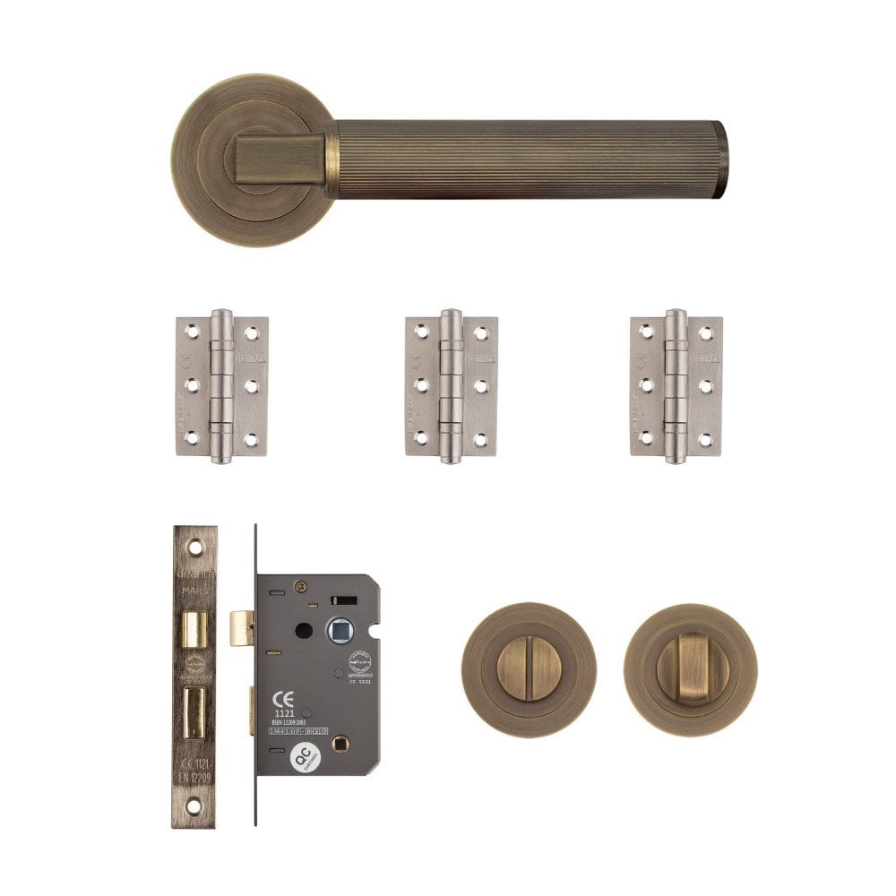 Deanta Delphi Matt Antique Brass Handle Bathroom Pack DELBAKMAB