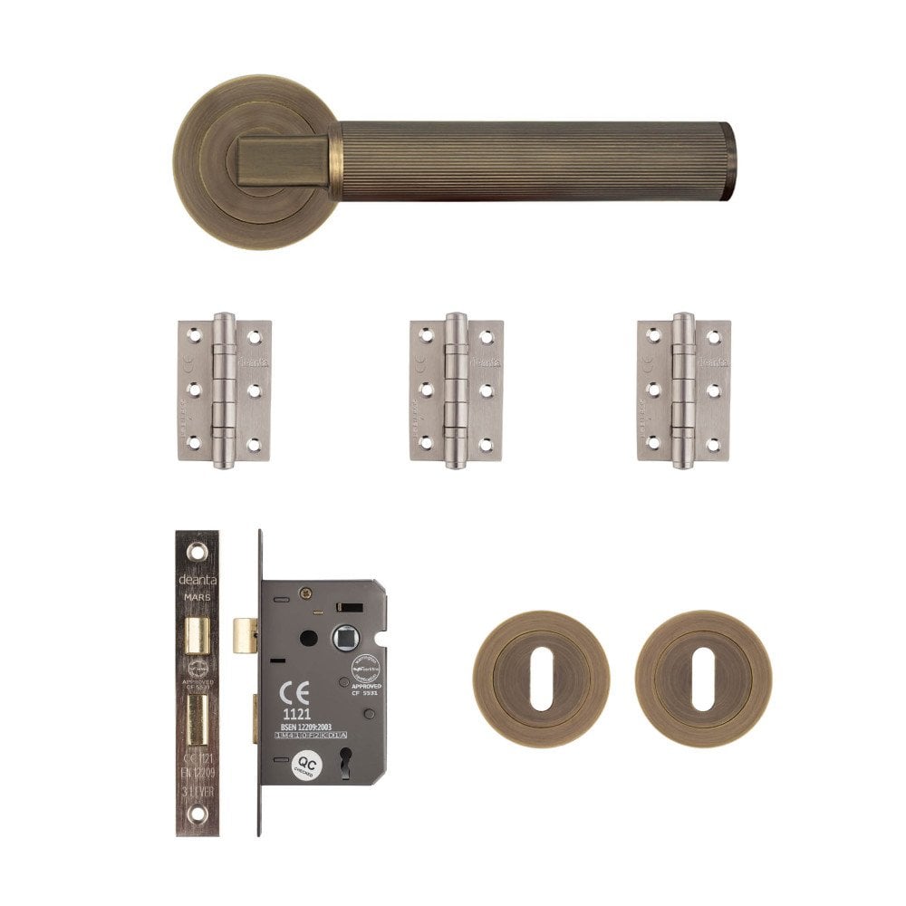 Deanta Delphi Matt Antique Brass Handle Bedroom Pack DELBAKMAB
