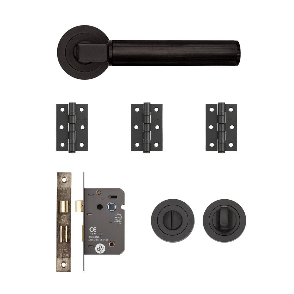 Deanta Delphi Matt Black Handle Bathroom Pack DELBAKMB