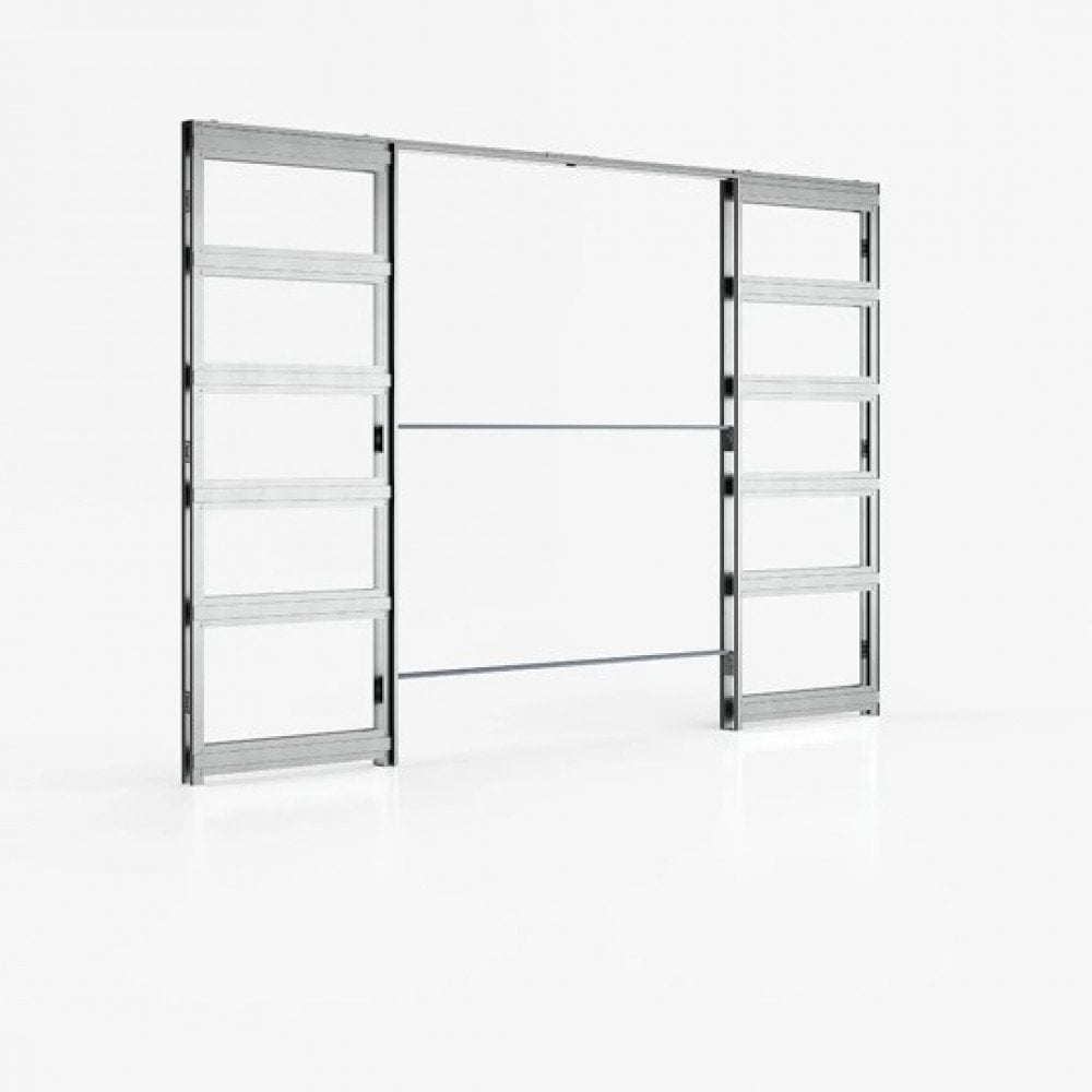 Deanta Double Door Kit + Handle & Doorjamb 125mm White Frame + Satin Chrome Finish Hardware