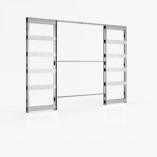 Deanta Double Door Kit + Handle & Doorjamb 125mm White Frame + Satin Chrome Finish Hardware