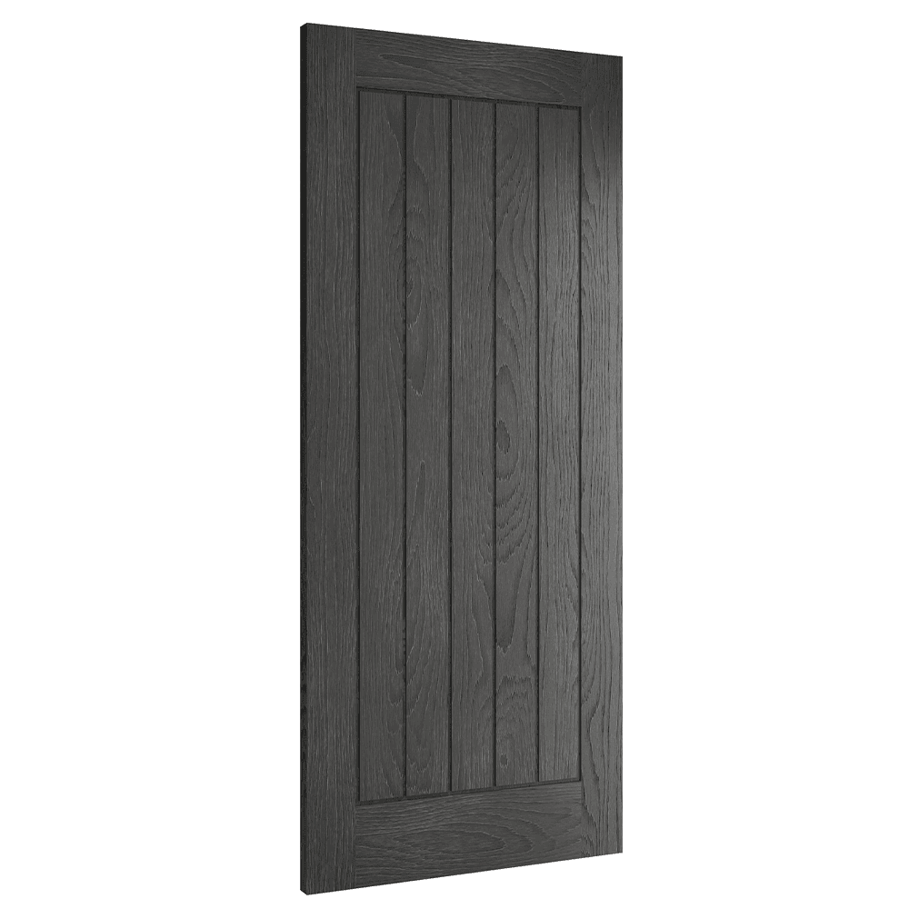 Deanta Ely Brushed Black Internal Oak Fire Door 45ELYFDBXFSC