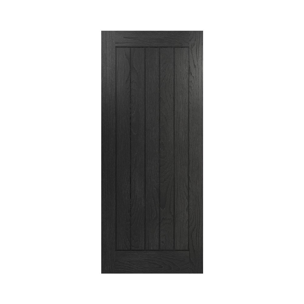 Deanta Ely Brushed Black Internal Oak Fire Door 45ELYFDBXFSC, view 3