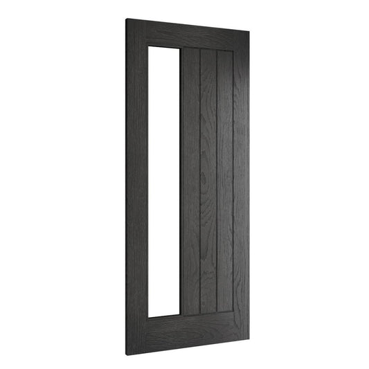 Deanta Ely Brushed Black Internal Oak Glazed 1SL Door 35ELYCGSLBXFSC