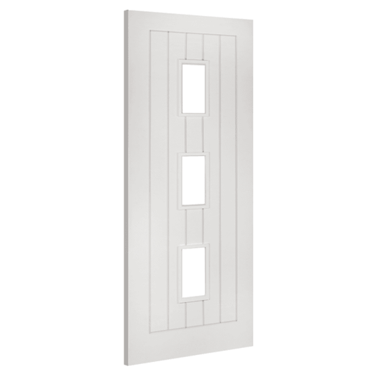 Deanta Ely white primed internal fire door 3L with fire rated clear glass