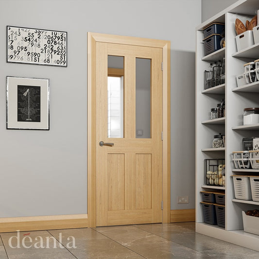 Deanta Eton Unfinished Internal Oak Door with Clear Glass 35DINGGUNX