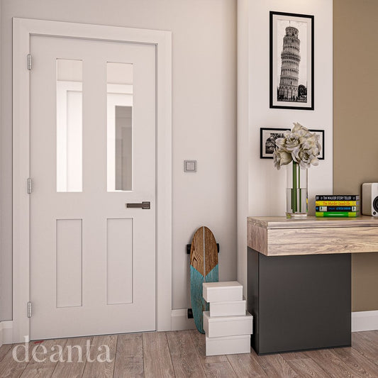 Deanta Eton White Primed Internal Door with Clear Glass 35ETOGWHP