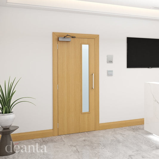 Deanta Flush Fully Finished Oak FD30 6mm Lipping Fire Door 45FLFDX