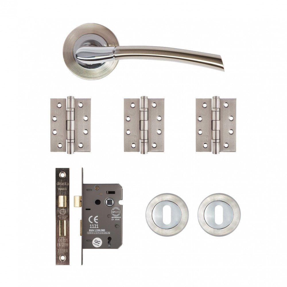 Deanta Hera Mortice Kit Satin Nickel Chrome Finish HERMOK
