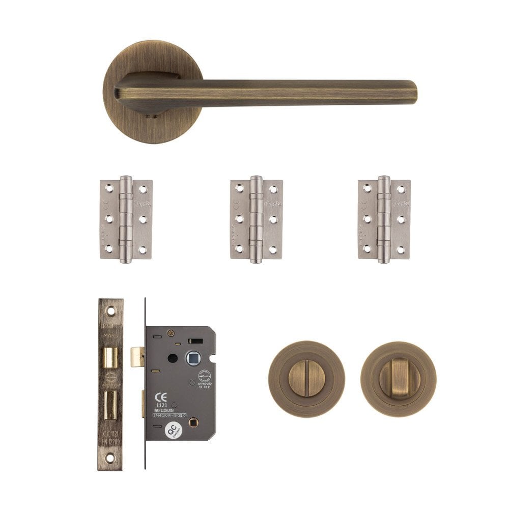 Deanta Ithaca Matt Antique Brass Handle Bathroom Pack ITHBAKMAB