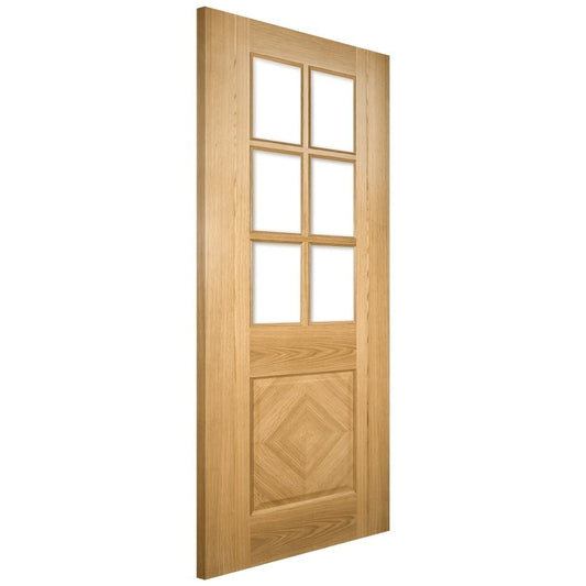 Deanta Kensington Fully Finished Internal Oak Door with Clear Bevelled Glass 35KENSGBXFSC