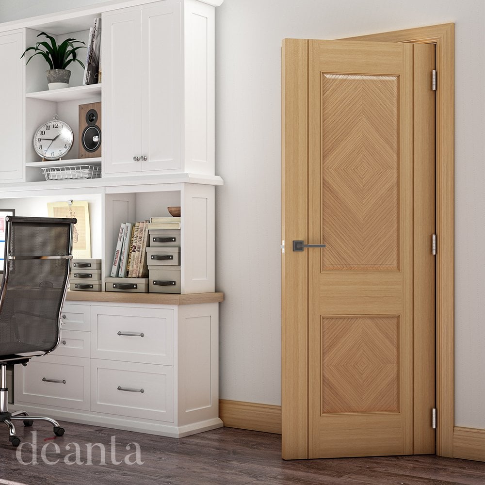Deanta Kensington Fully Finished Internal Oak Fire Door 45KENSF/DXFSC, view 2