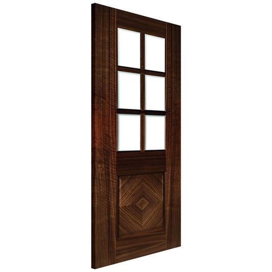 Deanta Kensington Fully Finished Internal Walnut Door with Clear Bevelled Glass 35KENSGWXFSC