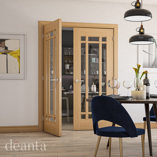 Deanta Kerry Unfinished Internal Oak Door with Clear Bevelled Glass 35NM5GBUNX