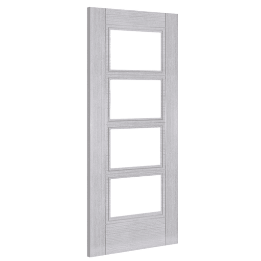 Deanta Montreal light grey ash fire door with fire rated clear glass