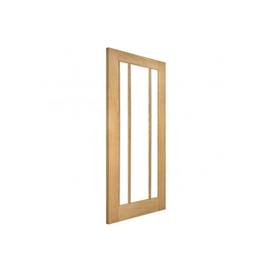 Deanta Norwich Unfinished Internal Oak Door with Clear Bevelled Glass 35NORWGUNX