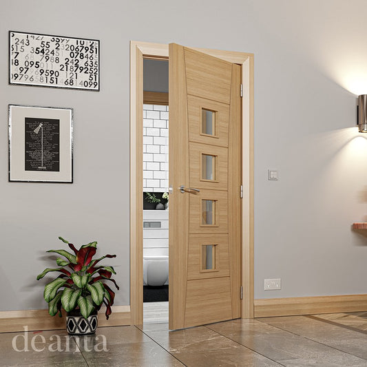 Deanta Pamplona Fully Finished Internal Oak Door with Clear Glass 35PAMPGBXFSC