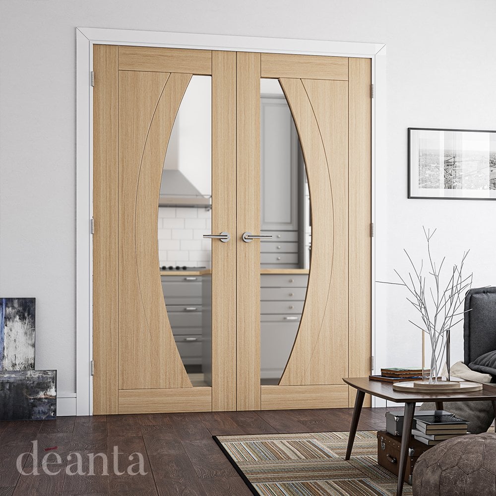 Deanta Ravello Fully Finished Internal Oak Door with Clear Glass 35RAVGXFSC, view 2