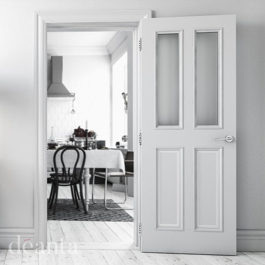 Deanta Rochester White Primed Internal Door with Clear Glass 35ROCHGWHP