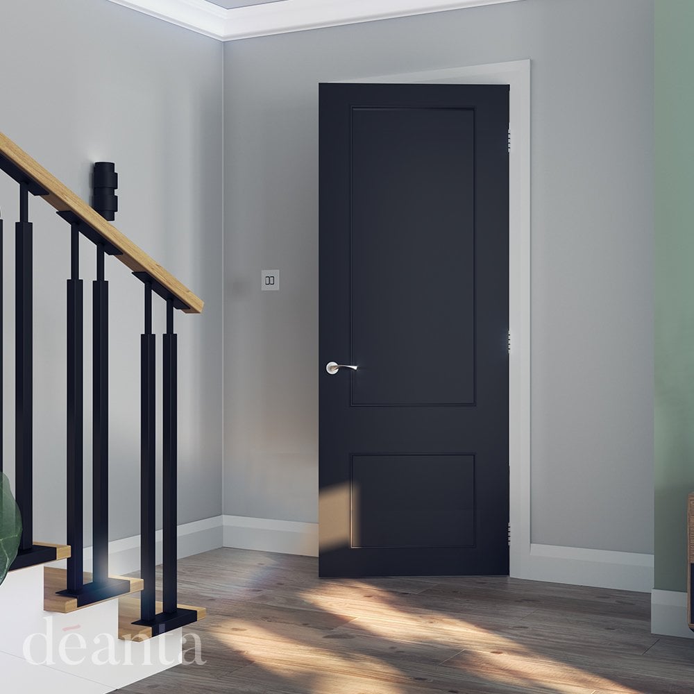 Deanta Sandringham Fully Finished Internal Black Fire Door 45SANFDBL, view 2