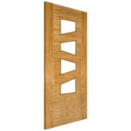 Deanta Seville 4l Slanted Fully Finished Internal Oak Door with Clear Glass 35UK16G4SXFSC
