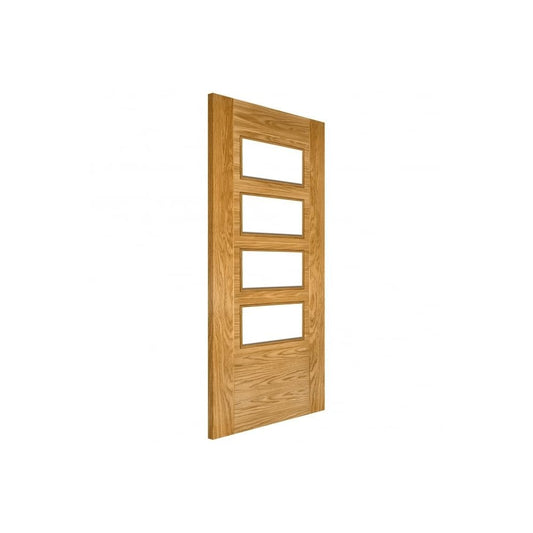 Deanta Seville 4L Square Fully Finished Internal Oak Door with Clear Glass 35UK16G4XFSC