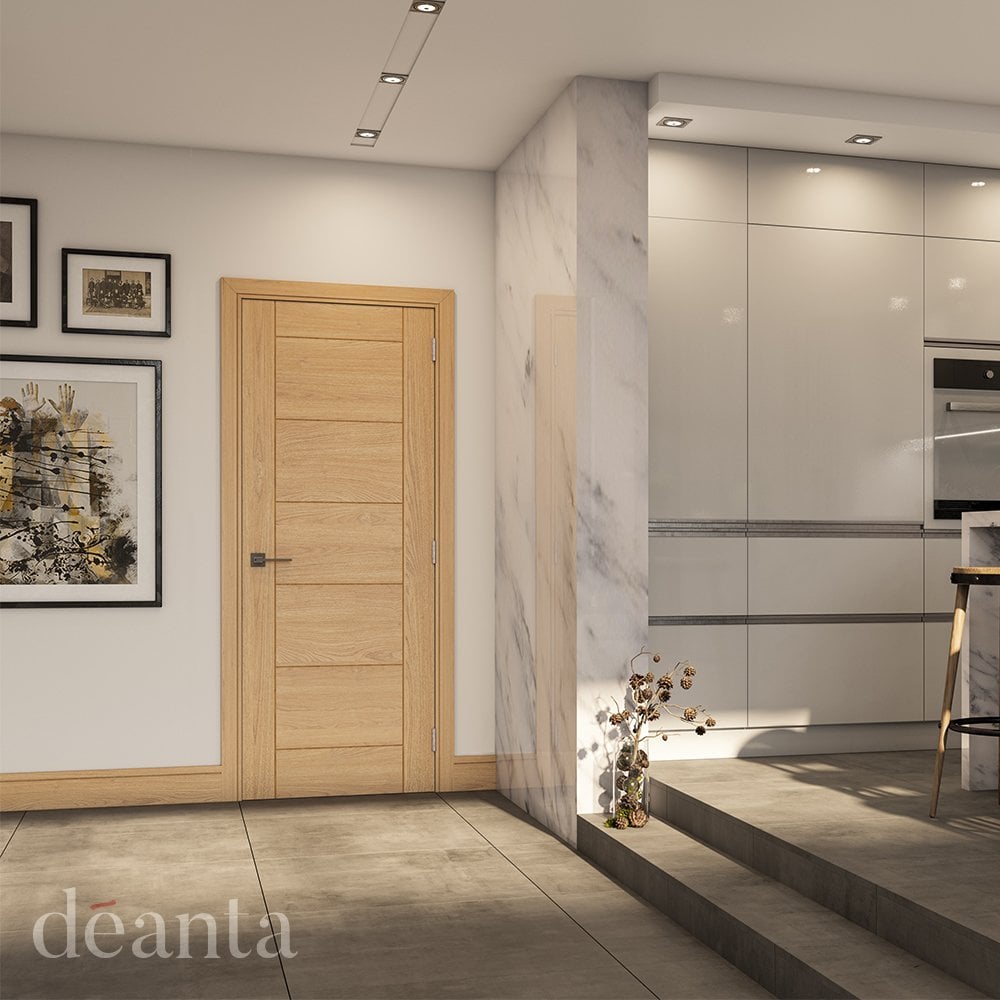 Deanta Seville Fully Finished Internal Oak FD60 Fire Door 54UK12FDX, view 2