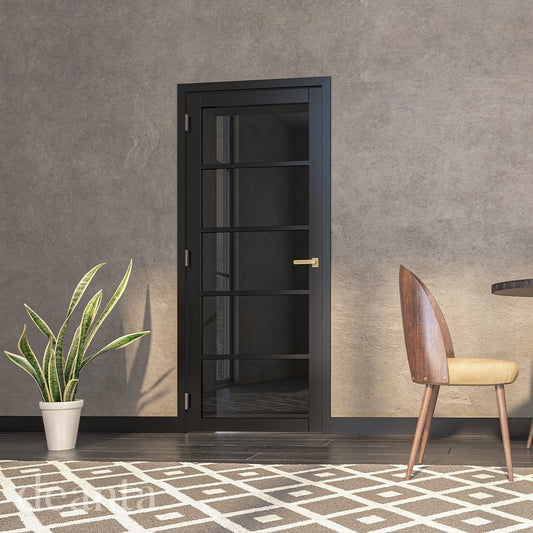 Deanta Shoreditch Fully Finished Internal Black Door with Tinted Glass 35SHOTGBLP