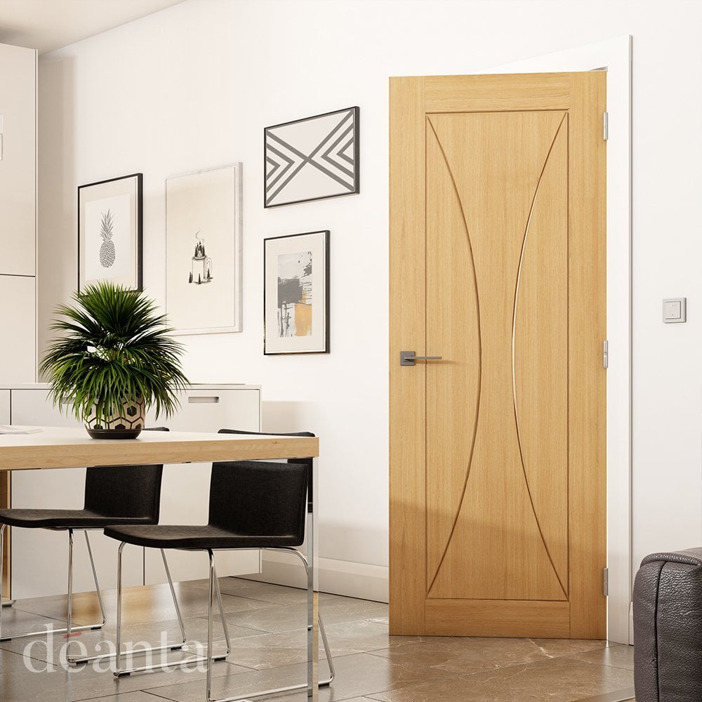Deanta Sorrento Fully Finished Internal Oak Fire Door 45SORF/DXFSC, view 2