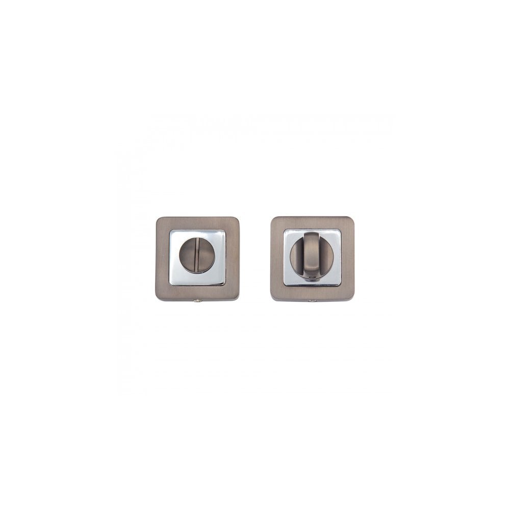 Deanta Thumbturn Set Matt Satin Black/Chrome - Square Rose DHTTTTLMSB