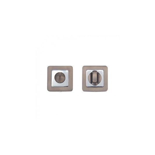 Deanta Thumbturn Set Matt Satin Black/Chrome - Square Rose DHTTTTLMSB