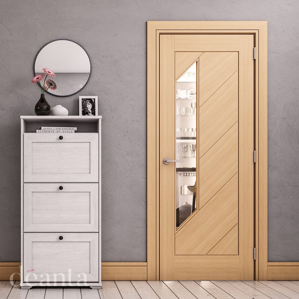 Deanta Torino Fully Finished Internal Oak Door with Clear Glass 35TORGXFSC