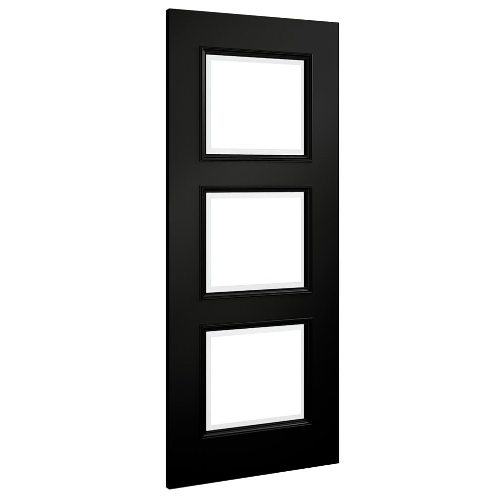 Deanta Trinity Black Fully Finished Bevelled Glazed Internal Door 35TRIG