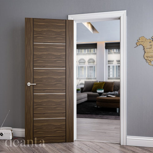 Deanta Valencia Fully Finished Internal Walnut Fire Door 45VALF/DWXFSC