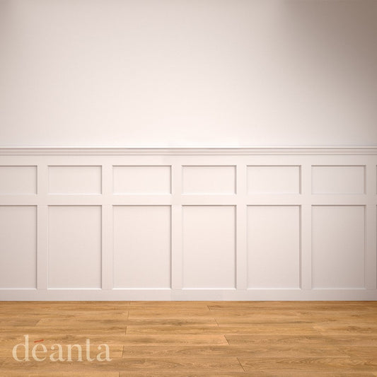 Deanta white primed Hampton wall panelling