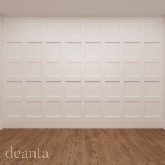 Deanta white primed Shaker wall panelling