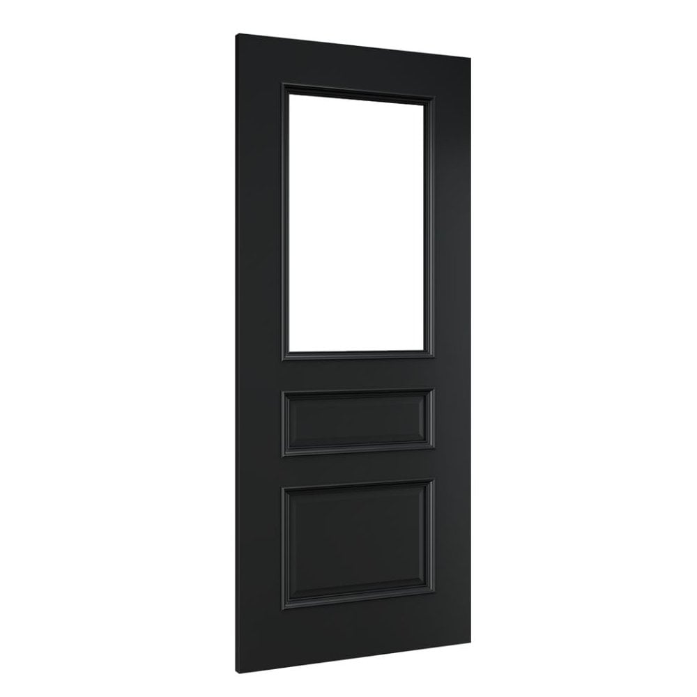 Deanta Windsor Fully Finished Internal Black Door with Clear Bevelled Glass 35WINGBLFSC