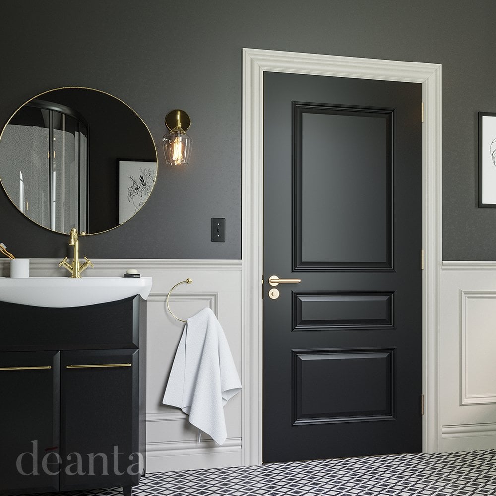 Deanta Windsor Fully Finished Internal Black Fire Door 45WINFDBLFSC, view 2