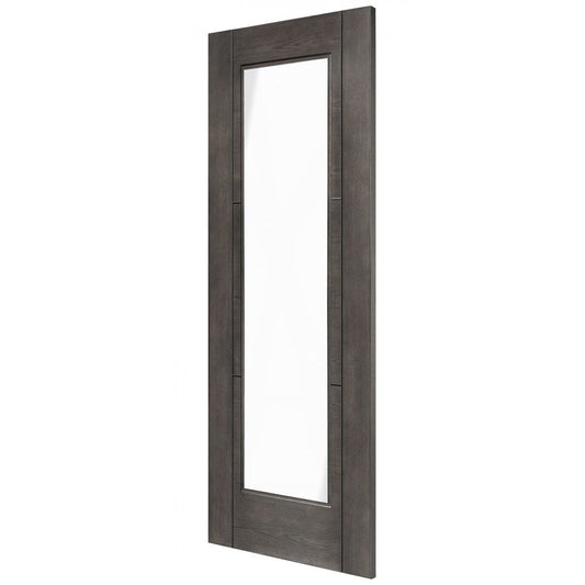 Doors2Floors Pollino Grey 1 Light Fully Finished Dark Grey Door with Clear Glass